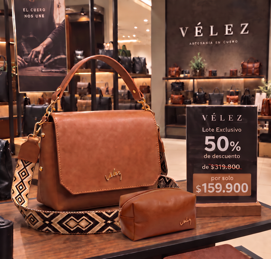 Bolso Carriel Vélez de Cuero Premium - Últimas Unidades Con 50% De Descuento🔥 + Cosmetiquera de Regalo